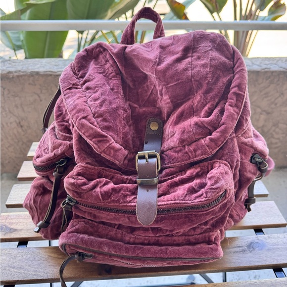 Free People Malta Velvet Backpack Sepia Rose - Picture 3 of 8